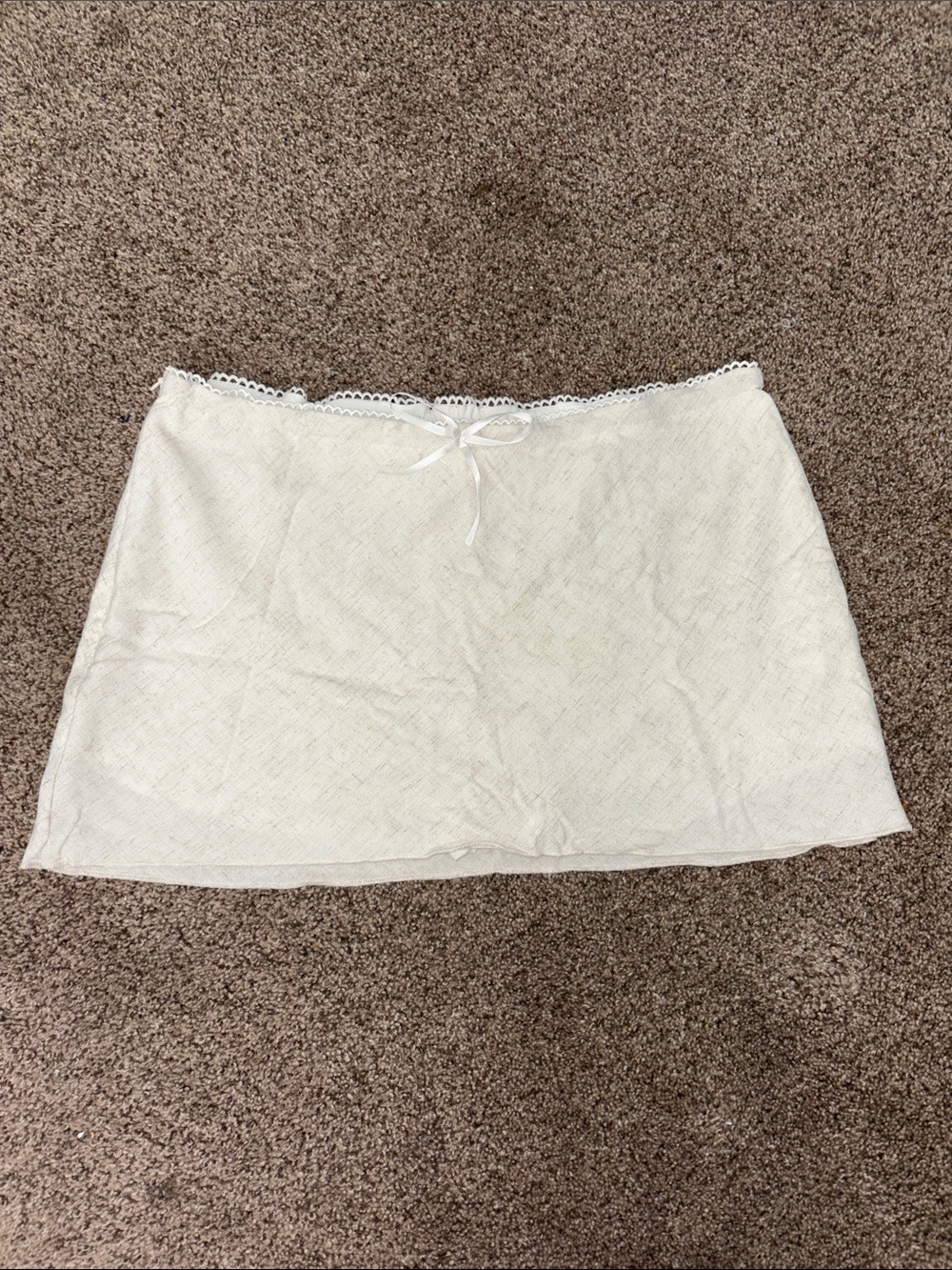 Off White Lace-Trim Mini Skort
